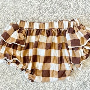 Kate Quinn double ruffle bloomer, bamboo, chesnut gingham, size 18-24M
